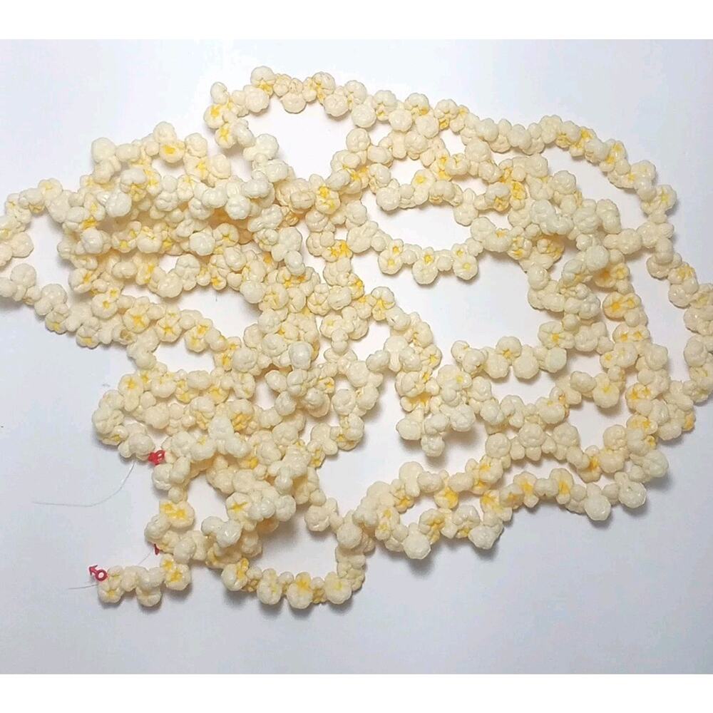 Vtg Blow Mold Buttered Popcorn Christmas Tree Garland 2 Strands 17.5 Feet Long